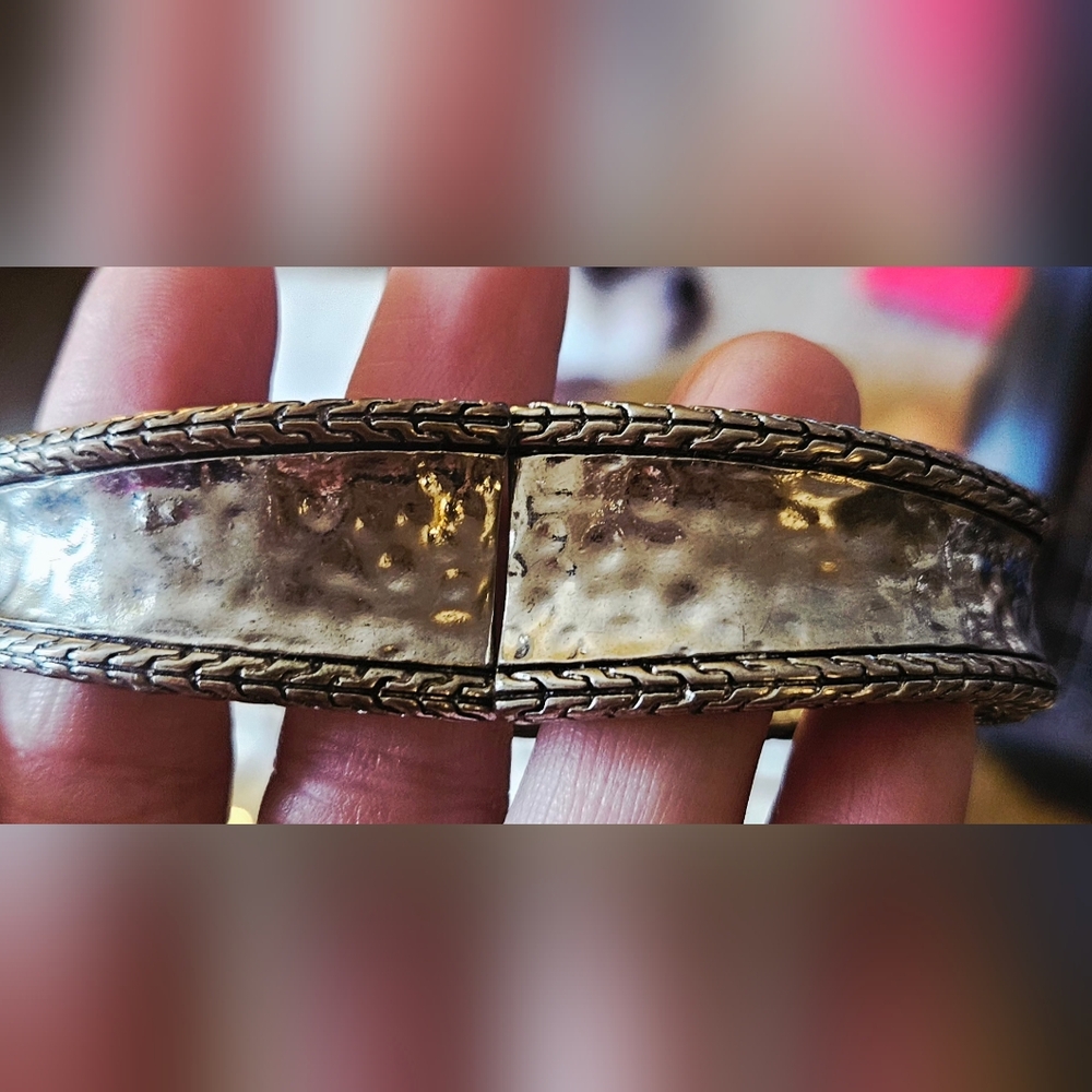 Silvertone Textured Bangle Bracelet - image 5